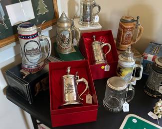 Here is a nice assortment of collectible Steins.