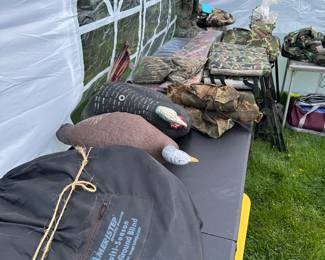 Here’s a long shot of the table with many more camouflage items on it.