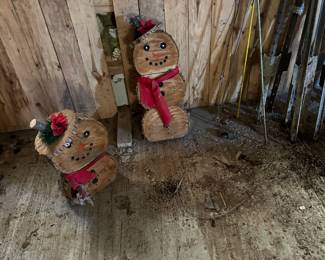 A pair of cute little homemade snowman