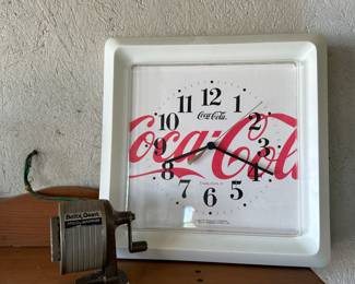 Here are a couple of smalls from the first outbuilding cool, vintage pencil sharpener, and a nice Coca-Cola clock!