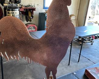 I love this piece. It was found in a box that had a lot of damage on the outside, but once we opened it, this beauty was inside! It is a beautiful hammered, copper colored weathervane. Made by E-Z-Vane right here in the state of Michigan! Absolutely mint perfect never used pulled out of the box today!