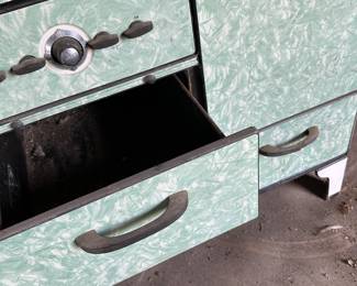 ANTIQUE ★ WHITE STAR ★ GAS STOVE: TEAL/GREEN ALL METAL BY DETROIT VAPOR CO.