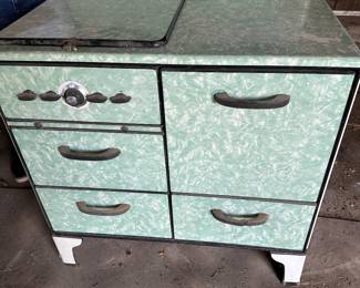 ANTIQUE ★ WHITE STAR ★ GAS STOVE: TEAL/GREEN ALL METAL BY DETROIT VAPOR CO.