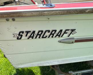 Vintage 1960s 15’ Aluminum Starcraft Boat with Outboard Motor AND Trailer. This boat is absolutely solid, but needs some TLC. Would make a great summer project!