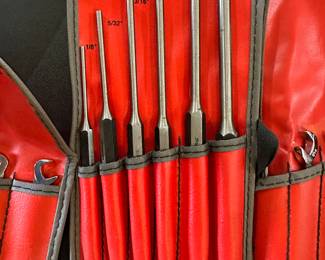 This is a complete set of Snap-On pin punches, also in its red roll up pouch!