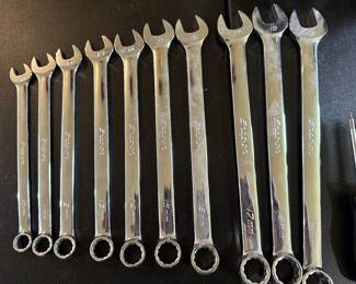 This is our last shot of the Snap-On Tools that we have found so far there may be plenty more! This is a 10 piece metric combination wrench set. It’s an excellent condition and when you see them up close, they don’t look like they’ve ever been used.