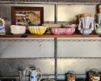 Vintage planters and metal tins