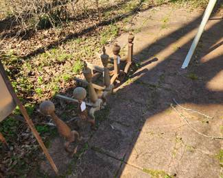 Wonderful cast iron andirons, great for your outdoor fireplace.