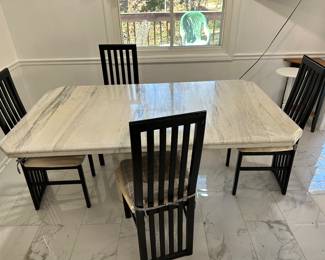 Marble Table 4 Chairs 