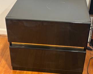 Contemporary Black Lacquer Dresser and Nightstand