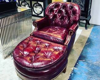 Leather Tufted Chair and Ottoman Orlando Estate Auction