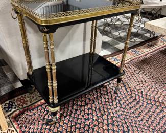 Black with Gold TRim Serving Cart Orlando Estate Auction
