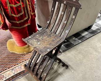 Hand Carved Chair with Mother of Pearl inlay Orlando Estate Auction