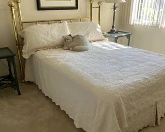 Queen size brass bed with mattress set
