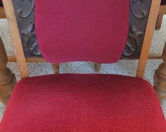 Velveteen fabric on each of the six dining chairs