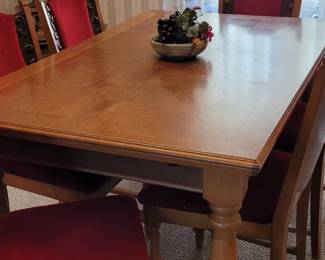 Dining table and six upholstered chairs