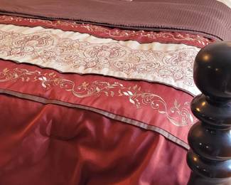 Queen mattress & boxspring, Cannonball with carved detail,  headboard and footboard, two matching nightstands