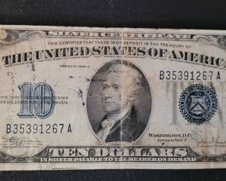 1934C $10 Silver Certificate 