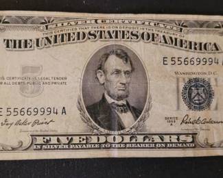 1953A $5 Silver Certificate