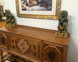 Carved Jacobean style sideboard
