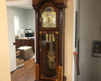 Charles Sligh Mahogany Inlaid Grandfather Clock