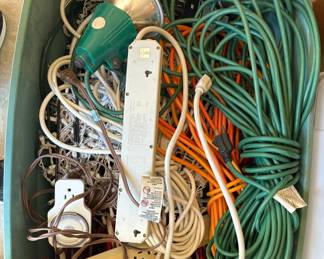 All different size extension cords and plugs