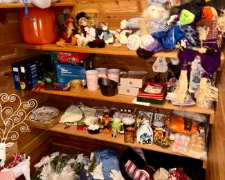 Tons of Holiday decorations, ribbon, wrap, silk plants, lights and more