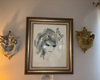 Signed watercolor with Coa, Angle wall Plaques