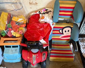 Plastic outside pool and kid cars