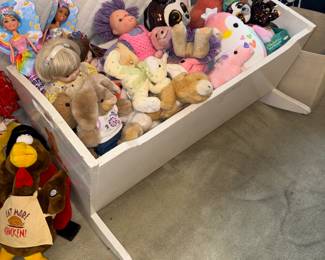 Wooden cradle, Vintage Plush toys