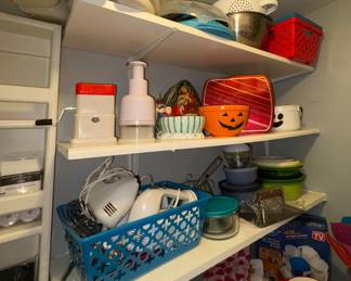 Coppers, mixers, can opener, Tupperware Relish tray