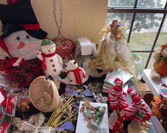 Snowman, angels, ornaments