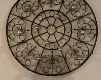 Large wrought iron candle holder with tea candles