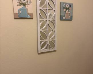 Giclee artwork and pretty white flower mirror