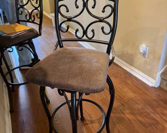 Matching swivel barstools with slate backs