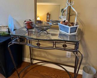 Glass top console table