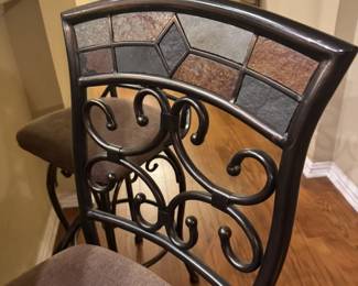 Close up of slate back barstools