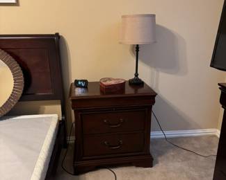 Matching bedside table - one table has an additional drawer, the other has a slide out tray