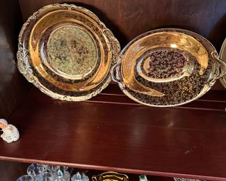Antique European 24kt gold plated porcelian bowls