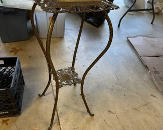 brass and marble plant stand