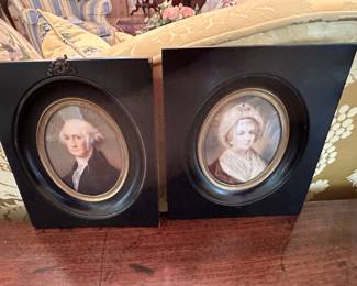 Beautiful, Estate, pair of miniature portrait paintings of George & Martha Washington
Circa 1810 