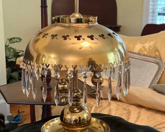 Ansonia Brass and Copper Co. Bouillotte Lamp with Lusters