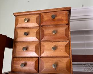 Antique VTG Farmhouse Wooden Apothecary Spice Cabinet Rack 