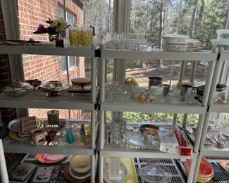 dishes and silver plate serving dishes