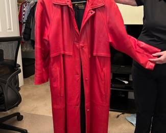 Red leather coat size 10-12