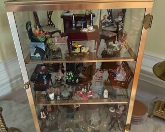 Display case with minatures. Ca 1910 with a few additions around 1950