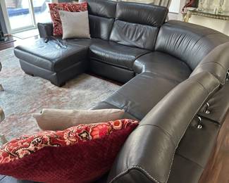 Macy’s leather sectional, excellent shape!