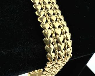 925 Silver Italy Gold Tone Triple Strand Heart Bra