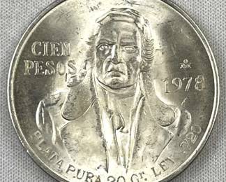 1978 Mexico 100 Pesos Silver, UNC