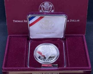 1993 Silver Proof Dollar, Thomas Jefferson 250th